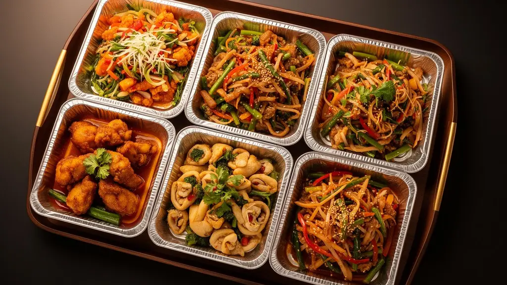 LASA Hospitality catering setup with prepared dishes for a Houston event
