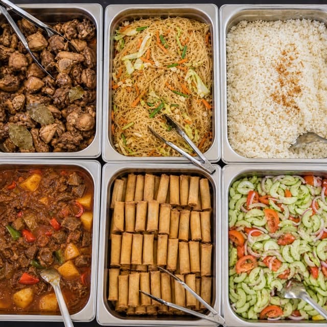 Full corporate catering tray spread